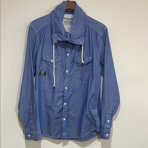 Jack & Jones Light Blue Casual Shirt with Drawstring Collar